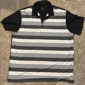 Puma Black and White Striped Polo Shirt